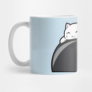 Cute Cat Hugging A Bowling Ball Mug